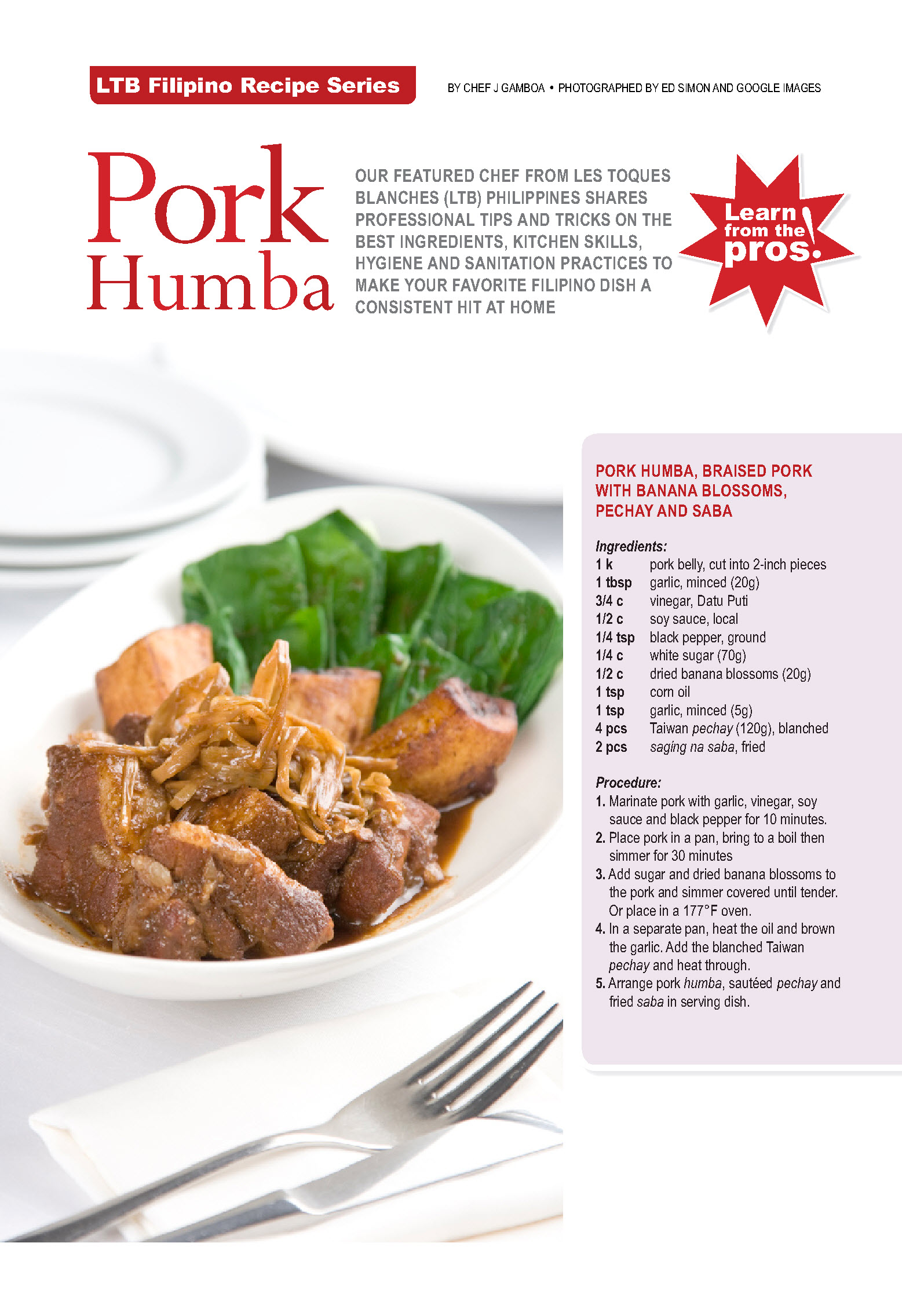 Pork Humba Recipe Ltb Chefs Phils